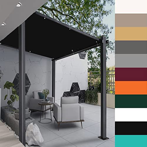 KUAW Tende da Sole per Esterno Impermeabile 1.5x3M per Balconi Arredo Giardino Gazebo Copertura Pergolato Vela Ombreggiante Rettangolare Tenda da Resistente Ai Raggi UV dal Vento, Nero