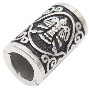 VALHALLA Rabe Krähe Wikinger Perle für Haar Bart 316L Stahl Silber Edelstahl GROSSE Öffnung-Schließung