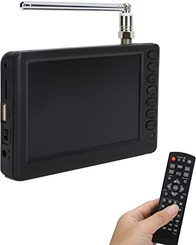 5 Inch Digital Television TV for Car Camping Kitchen, 1920 x 1280 HD Resolution, 1500mAh Battery, Telescopic Antenna, Portable Handheld TVs Analog TV ATV, Color TFT LED TV with Remote Control