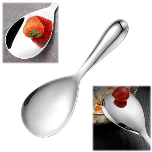 Cucchiaio da riso alla moda e dal design minimalista,manico antiscottatura, utensile da cucina in acciaio inossidabile,superficie liscia e resistente,lavabile in lavastoviglie