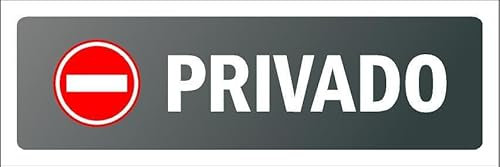 Private. Gray informational sign with 'no entry' pictogram SP054 - Self adhesive sticker (150mm x 50mm)