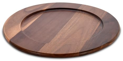 Spetebo Akazien Servierplatte lebensmittelecht - Ø 35 cm - Holz Deko Kerzenteller braun - Holzteller Dekoteller Servierteller Tablett für Obst Snack Wurst Käse Platte