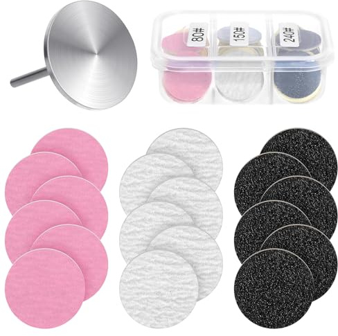COMNICO 60Pcs Sanding Paper Discs and Metal Nail Drill Bit 25mm Replacement Sandpaper Disk Pedicure Disc Manicure Pedicure Supplies Tools Foot File for Dead Skin Foot Callus Remover #80#150#240 Grit
