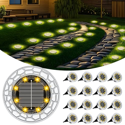 FIFlying 16 pezzi Luci Solari da Giardino, 8 LED Lampade Solare da Terra