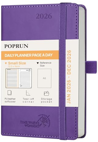 POPRUN Agenda de poche 2026 Journalier 16 x 10,5 cm