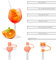 DOINEUFL Aperol Spritz Lot de 6 pailles en verre réutilisables de 20 cm + 6 capuchons de paille anti-poussière + brosse de nettoyage non cassables Convient pour les fêtes et les cadeaux