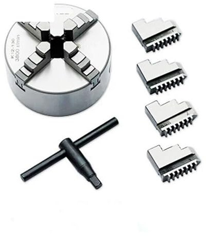 Drehfutter, K12 80 100 125 160 200 250 130 Drehfutter 100 mm Sanou Vierbacken-Selbstzentrierungsfutter 4 Zoll Scrollfutter for kleine L Für allgemeine Drehmaschinen und Industriemaschine(K12-80)