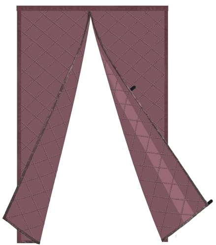 Risareyi Magnétique Rideau de Porte 160x200cm, Marron Rideau Thermique Isolant Anti Froid, Coton Couverture pour porte d'entrée en Hiver, Sans Perçage, Fermeture Automatique