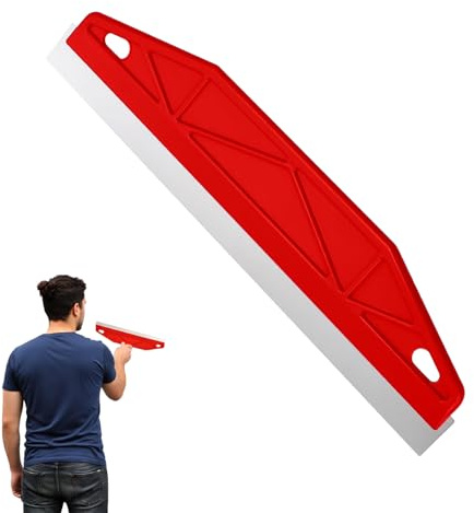 1Pcs Edge Painting Tool,12 Inch Wallpaper Scraper Edge Painting Tool Paint Shield Painter Straight Skirting Board Multi-Purpose Stainless Steel Tool for Cutting-in and Smearing Protection(Red)
