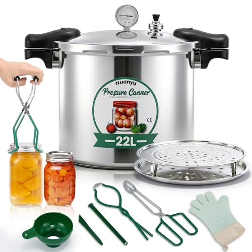 Huanyu Autocuiseur de 22 litres avec poids de pression (5-10-15 PSI) et base en alliage, compatible avec les autocuiseurs multifonctions à induction et les autocuiseurs traditionnels