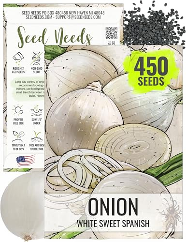 Seed Needs White Sweet Spanish Onion Seeds to Plant Heirloom 1 Pack