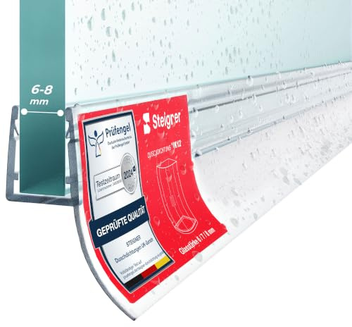 STEIGNER Duschtätnings list, 100cm, 6/7/ 8 mm tjockt glas, rak PVC-tätning, UK12