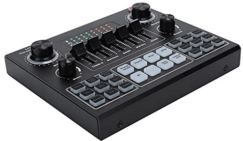 Goshyda Professionelle Soundkarte, V9 Soundkarte Stereo Audio Mixer mit 16 Soundeffekten Handy Computer Live Soundkarte, für Computerspiel Handy Live Übertragung (Bluetooth Version)