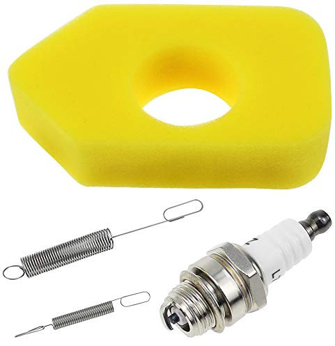 YPLonon Gelber Schaumstoff Luftfilter & Reglerfedern 1 Luftfilter 1 Zündkerze 2 Reglerfeder Rasenmäher-Ersatzteile für Briggs Stratton Quattro-Motoren