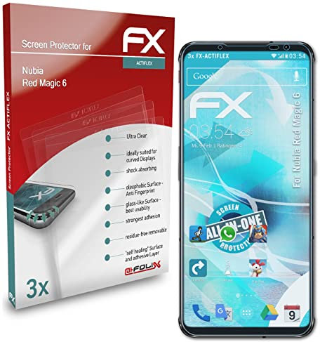 atFoliX Screen Protector compatible with RedMagic 6 Protector Film, ultra clear and flexible FX Screen Protection Film (3X)