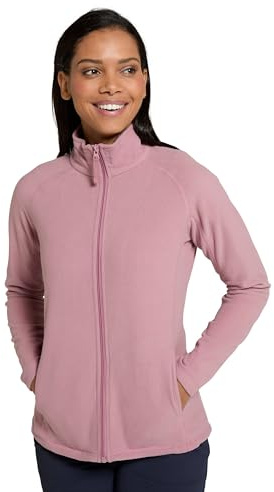 Mountain Warehouse Raso Womens Fleece - Soft Touch Ladies Sweater Top with Full Zip, Microfleece - Best for Daily Use, Outdoors & Travelling Bright Pink Women's Size 14