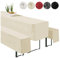 heimtexland ® Hussen Set 3-teilig Bierzeltgarnitur 1x Tischhusse Biertisch 2X Bankhusse Bierbank Tischdeko Typ860 Ecru für 70x220 cm Tisch