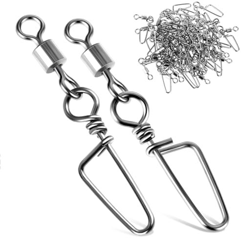 Amaxiu Lot de 25 Angel Snap émerillons, à Haute résistance - en Acier Inoxydable - Connecteur résistant à la Corrosion - pour Eau salée et Eau Douce (S16 LB/7 kg)