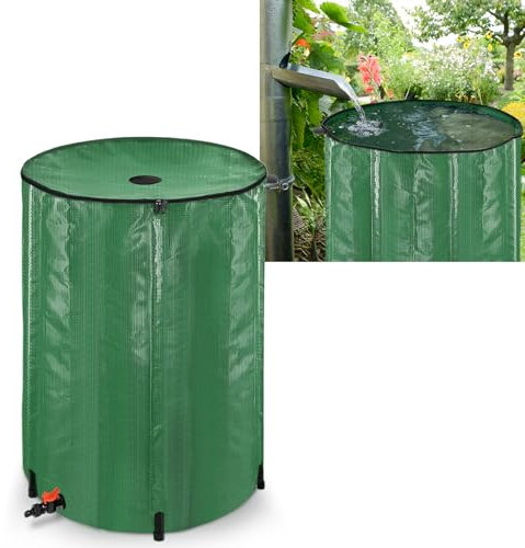 LILIIN 200L Regentonne Faltbar Regenwassertonne, Regenwassertank Wassertank Witterungsbeständig Wasserauffangbehälter inkl. UnteremAblauf, 50 Gallonen