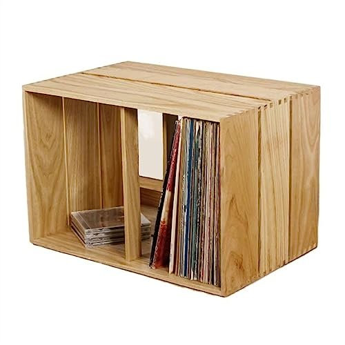 XPYGF565 Schallplattenaufbewahrung Vinyl-Schallplattenhalter – Tischregal zur Aufbewahrung von Vinyl-Schallplatten – stapelbarer Vinyl-Schallplatten-/LP-Aufbewahrungsschrank aus Holz Plattenkiste