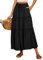 Timuspo Maxirock Damen Einfarbig Boho Rock Lang A-Linie Sommer Midirock Schwarz Swing Midi Skirt Leicht und Atmungsaktiv Strandrock Freizeitrock mit Taschen XL