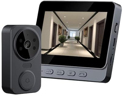 Irishom Sonnette d'Interphone Visuelle sans Fil, avec Ecran IPS de 4,3 Pouces 2,4G, Surveillance Vidéo Intelligente Haute Définition, Bidirectionnel, pour Villa/Bureau/Appartement