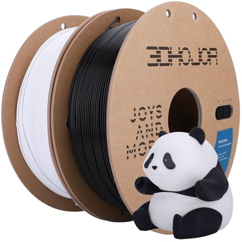 3DHoJor PLA Pro (PLA+) Filament 1.75mm 3D Printing Filament Bundle PLA+ 1kg*2 (4.4lbs) Dimensional Accuracy +/- 0.03 mm, 2 Pack Black+Cold White