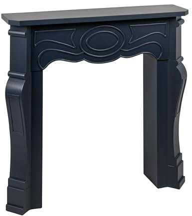 Creative Co-Op Small Victorian Decorative Fireplace Mantel, Blue Finish