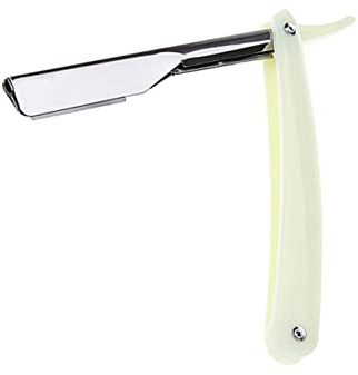 CALLARON Rasoir Manuel Métallique Taille Unique Pour Homme Rasage Barbe Et Coupe Cheveux Usage Professionnel Salon De Coiffure Éclat Blanc