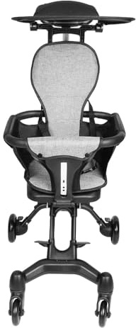 Kinderwagen, leicht und kompakt, von 0 Monaten bis 4 Jahren, maximale Tragfähigkeit von 25 kg, zusammenklappbarer Kinderwagen, verstellbare Rückenlehne, 30 x 55 x 86,5 cm – Grau + Schwarz