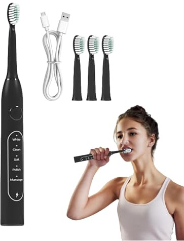 Bexdug Cepillo de dientes automático – Cepillo de dientes eléctrico recargable | Herramienta de limpieza bucal de alta frecuencia con diseño profesional para el hogar, ducha, viajes nocturnos, camping