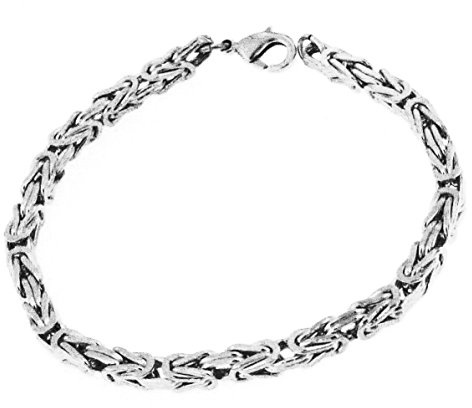 Tendenzalia Kungligt armband original italiensk byzantiner-kedja silverpläterad 4 mm bred längd valbar, Mässing