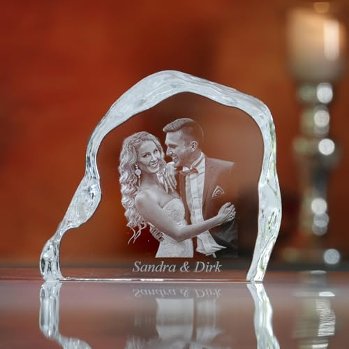 contento | 3D Glasbild | Form Rock | Dein Foto als 3D Motiv in Glas gelasert | Felsen aus Glas mit Deinem Foto | Geschenk als Erinnerung zum Geburtstag, Weihnachten, Hochzeit, personalisiert