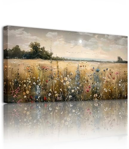 SERIMINO Quadri Moderni Soggiorno Grandi, Quadro Naturale su Tela, Stampe Vintage da Parete con Fiori, Arte Decorativa Murali per Camera da Letto Corridoio Salotto Ufficio 73x146 cm