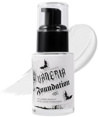 VANERIA - Fondotinta bianco, fondotinta liquido per trucco gotico, trucco per clown, pittura per viso bianco, impermeabile a copertura totale, uso con mixer o base bianca per Halloween, cosplay