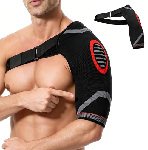 Heyung Shoulder Support Brace for Men and Women,Adjustable Shoulder Brace,One Size Fits All Shoulder Compression Sleeve for Torn Rotator Cuff Pain Relief,Sleep,Injury