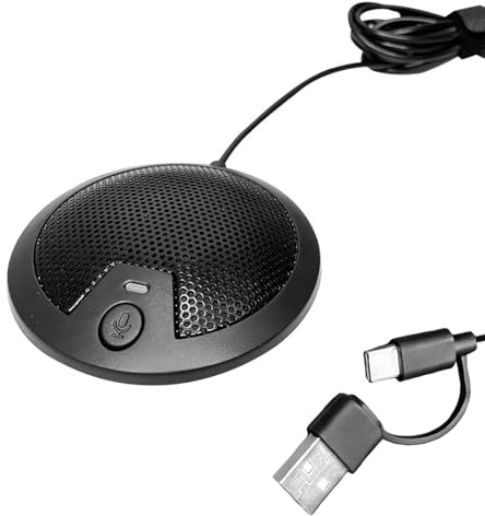 LICAEVEY USB-mikrofon, Rundstrålande Kondensatormikrofon med Brusreduceringschip och Popfilter för Tydlig Inspelning, Kompatibel med Typ C och Typ A, Plug and Play för Möten
