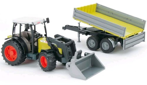 BRUDER - 01998 - Tracteur Claas vert avec fourche et remorque
