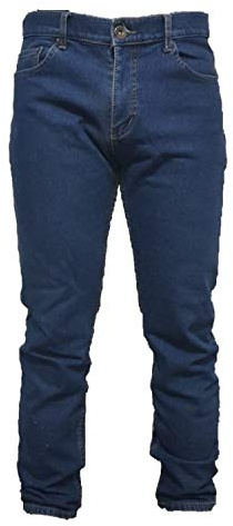 Jeans Uomo 5 Tasche Invernale Imbottito in Pile Caldo Foderato Elastico 46-60 Termico Chiaro a Vita Alta Denim (IT, Numero, 50, Regular, Regular, Denim)