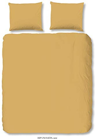 Hip Mako Satin Bettwäsche 2 teilig Bettbezug 135 x 200 cm Kopfkissenbezug 80 x 80 cm Uni 0280.63.08 Ocre