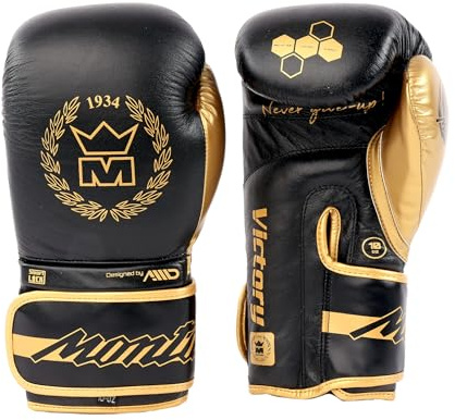 MONTANA - Gants de Boxe Victory NewCode - Boxing & Sports de Combat - Cuir de Vachette - 12 oz (340,2 g) - Noir