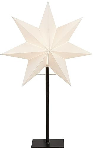 EGLO Tischlampe mit Weihnachtsstern, 3D Dekostern beleuchtet aus Papier mit Metall-Sockel, Tischleuchte Weihnachten in schwarz und weiß mit Kabel, E14 Fassung, 55 cm