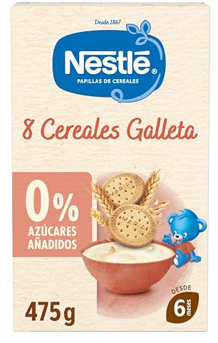 Nestlé Papilla 8 Cereales con Galleta, sin azúcares añadidos, a partir de los 6 meses, 475 g