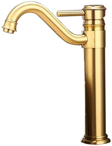 VIROYA Basin Taps Basin Mixer Taps Bathroom Sink Taps Copper Sink Faucet Antique Brass Bathroom Sink Single-Handle Hot and Cold Water Faucet Countertop Mounted Washstand Crane Faucet good