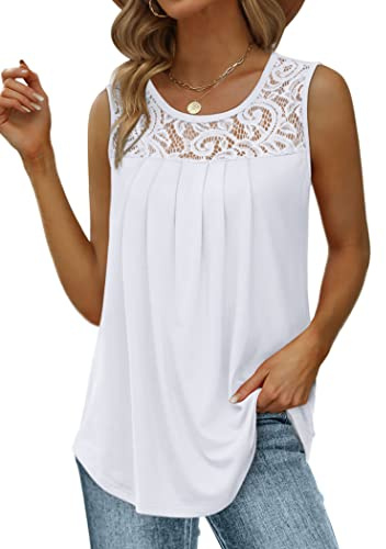 Womens Clothes Summer 2026 Trendy Flowy Sleeveless Tanks Ladies Tops and Blouses Work Spring White L