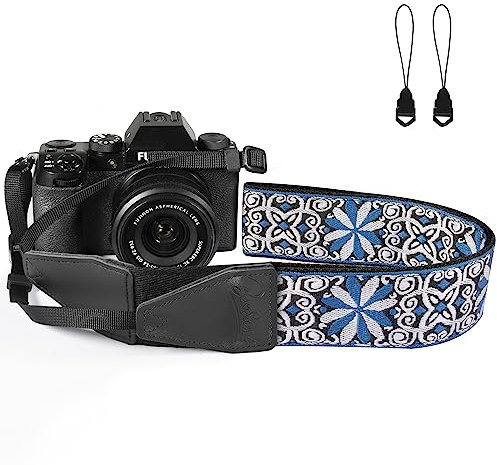 BestSounds Camera Strap, Jacquard Weave 2 Shoulder Neck Straps for All DSLR Cameras Men Women Photographers (Jacquard Blue White)