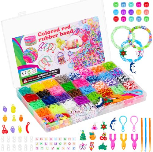 Lanvixo 2700+ Loom Bänder Set Kinder, 30 Farben Loombänder Friendship Bracelet Kit mit Loom Bänder Verschlüsse Beads in 40 Boxen, Gummibänder für Armbänder für Mädchen & Jungen