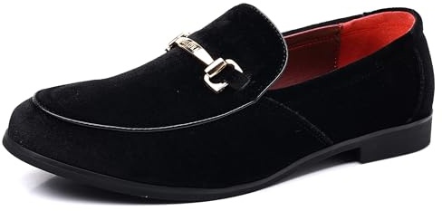 COSIDRAM Mens Casual Shoes Business Classic Luxury Loafers Slip on Dress Suede Slippers Tuxedo Prom Moccasins Black 9