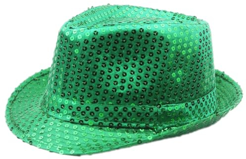 Anevous paljetthatt herr, glitter festhattar vuxna vuxna paljetthatt, scenhatt för kostymtillbehör kostym karneval temafest, utklädnad, armégrön 60 cm