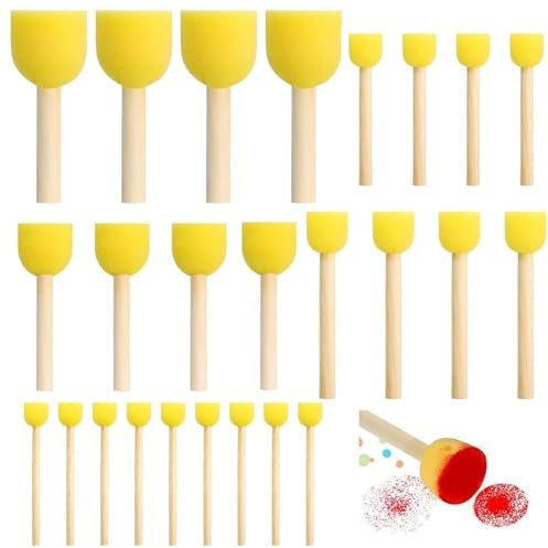 Schwammpinsel, 25 teiliges Schwammpinselset, Schwammpinsel, Schaumstoffpinsel, Rundes Schwammpinselset, Malschwamm aus Schaumstoff, für DIY Malerei Handwerk Keramik Werkzeuge